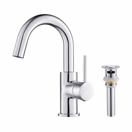 Kibi Circular Single Handle High-Arc Bathroom Sink Faucet C-KBF1021CH-KPW100CH
